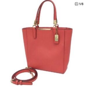 Coach Madison Saffiano Leather Mini Tote Bag Coral salmon y2k 28001